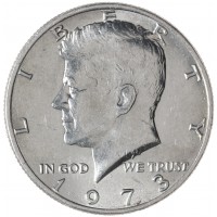 США 50 центов 1973 Kennedy Half Dollar без обозначения двора