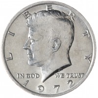 США 50 центов 1972 Kennedy Half Dollar без обозначения двора