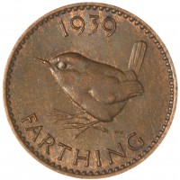 Монета Великобритания 1 фартинг 1939