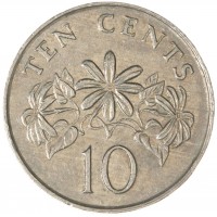 Монета Сингапур 10 центов 1991