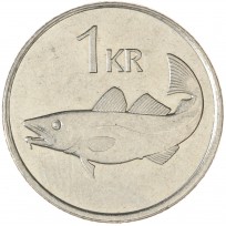 Монета Исландия 1 крона 1999