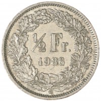 Монета Швейцария 1/2 франка 1986