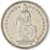 Монета Швейцария 1/2 франка 1986