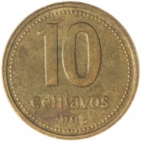 Монета Аргентина 10 сентаво 1993