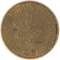 Монета Германия 5 пфеннигов 1981 D