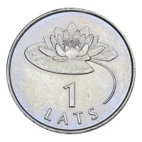Монета Латвия 1 лат 2008 Лилия