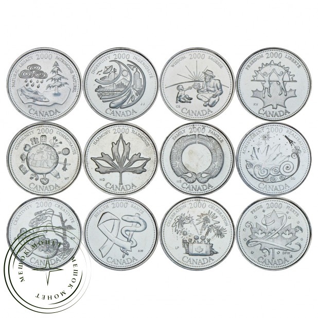 Канада Набор монет 25 центов 2000 Миллениум (12 штук)