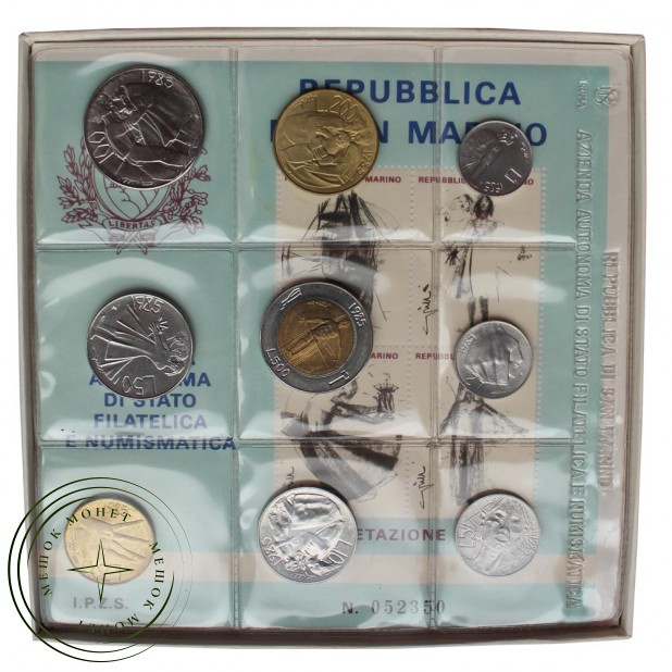 Сан-Марино Годовой набор монет 1985 Борьба с наркотиками (9 штук) — 93701982