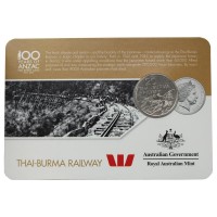 Монета Австралия 20 центов 2016 Тайско-Бирманская железная дорога (От АНЗАК до Афганистана)
