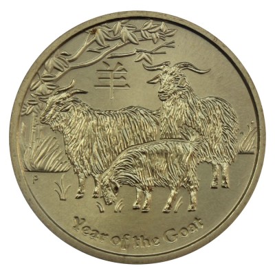 Монета Австралия 1 доллар 2015 Год Козы (Восточный календарь)
