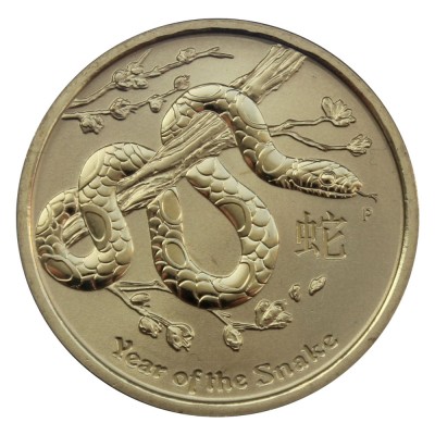 Монета Австралия 1 доллар 2013 Год Змеи (Восточный календарь)