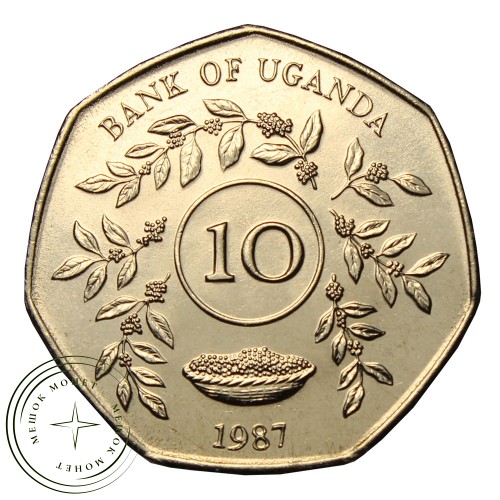 Уганда 10 шиллингов 1987