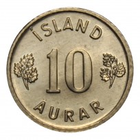 Монета Исландия 10 эйре 1974
