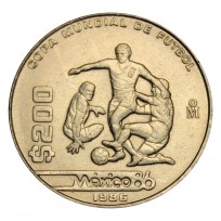Монета Мексика 200 песо 1986 Чемпионат мира по футболу 1986