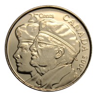 Монета Канада 25 центов 2005 Год Ветеранов