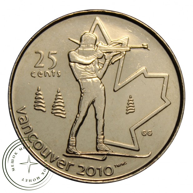 Канада 25 центов 2007 Биатлон (Олимпийские игры в Ванкувере)