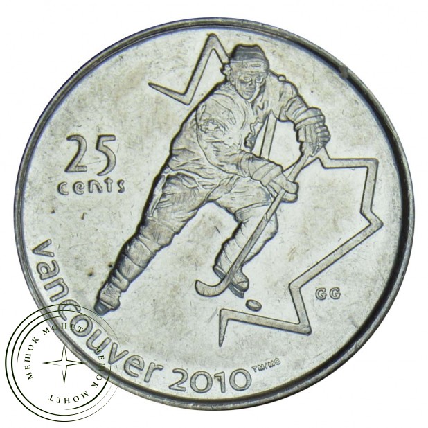 Канада 25 центов 2007 Хоккей (Олимпийские игры в Ванкувере)