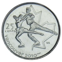 Монета Канада 25 центов 2008 Фигурное катание