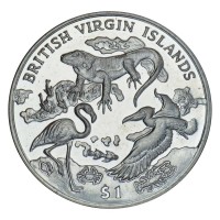 Монета Британские Виргинские острова 1 доллар 2018 Дикая природа архипелага