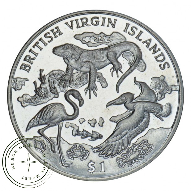 Британские Виргинские острова 1 доллар 2018 Дикая природа архипелага