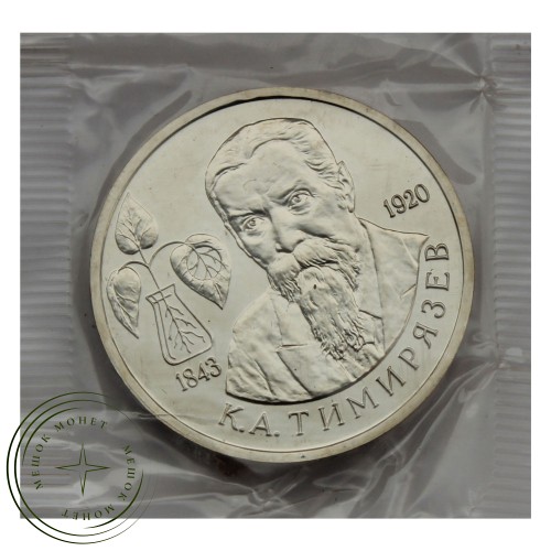 1 рубль 1993 Тимирязев (в запайке) UNC — 937029308
