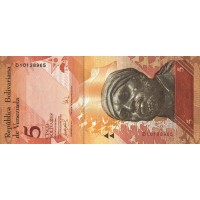 Банкнота Венесуэла 5 боливар 2007