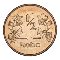 Монета Нигерия 1/2 кобо 1973