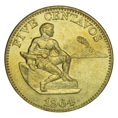 Монета Филиппины 5 сентаво 1964