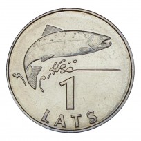Монета Латвия 1 лат 2008 Рыба