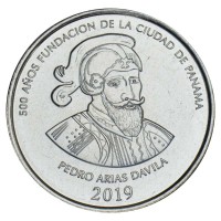 Монета Панама 1/2 бальбоа 2019 500 лет основанию Панамы