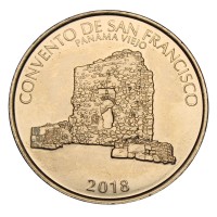 Монета Панама 1/2 бальбоа 2018 Монастырь Сан-Франциско (Панама-Вьехо)