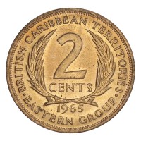 Монета Восточные Карибы 2 цента 1965