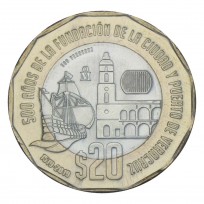 Монета Мексика 20 песо 2019 500 лет основанию порта Веракрус