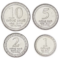 Набор монет 1, 2, 5 и 10 рупий 2017 Шри-Ланка (4 штуки)
