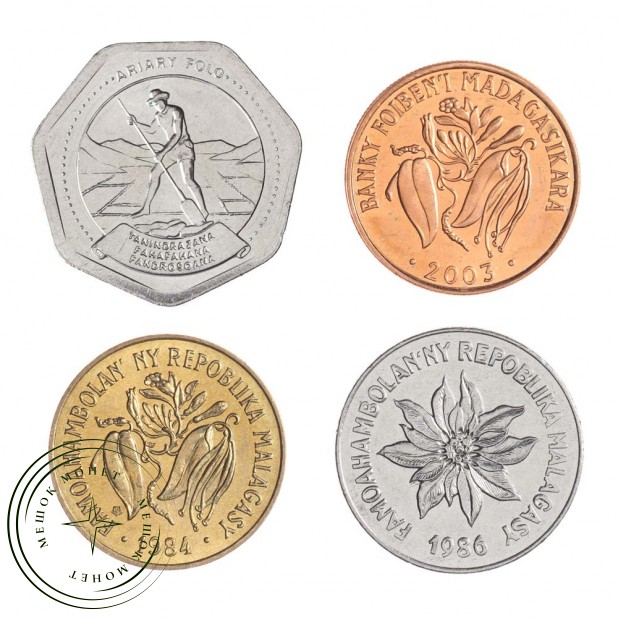 Мадагаскар набор 4 монеты 1984-2003 