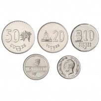 Эквадор набор 5 монет 1988-1991