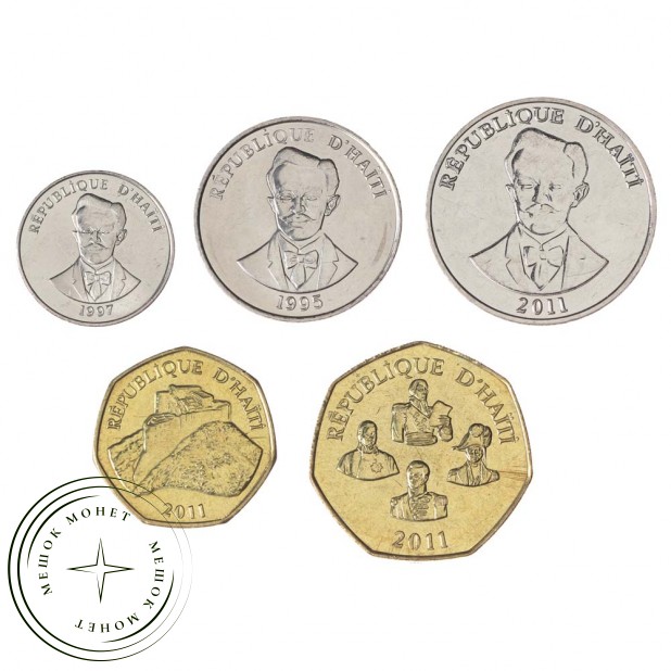 Набор монет 1995-2011 Гаити (5 штук)