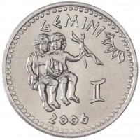 Монета Сомалиленд 10 шиллингов 2006 Близнецы (Знаки зодиака)