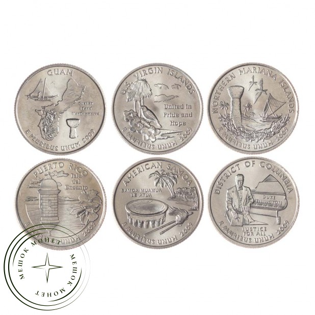 США набор территории 25 центов 2009 (6 штук)