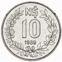 Монета Уругвай 10 новых песо 1989