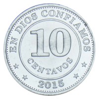 Монета Никарагуа 10 сентаво 2015