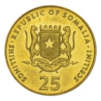 Монета Сомали 25 шиллингов 2001 Футболист