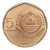 Монета Кабо-Верде 5 эскудо 1994 Колокольчик Якова (Растения)