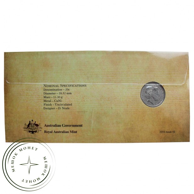 Австралия 20 центов 2015 800 лет Великой хартии вольностей (Буклет)