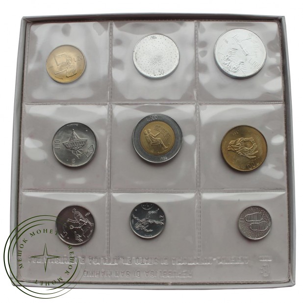 Сан-Марино Годовой набор монет 1986 Эволюция технологий (9 штук)