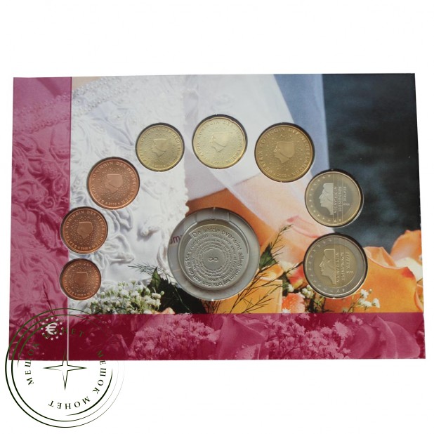 Нидерланды Годовой набор монет ЕВРО 2003 Свадьба (8 штук и жетон)