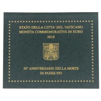 Монета Ватикан 2 евро 2018 50 лет со дня смерти Падре Пио