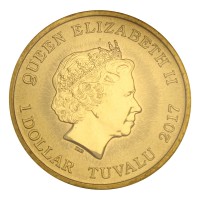 Монета Тувалу 1 доллар 2017 Родонит (Драгоценные камни)