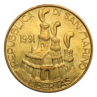Монета Сан-Марино 200 лир 1991