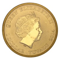 Монета Тувалу 1 доллар 2014 Попугаи Любовь навсегда